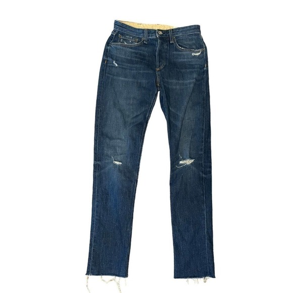 Rag & Bone Size 24 Womens Rosa Mid-Rise Boyfriend Relaxed Fit Dark Wash Jeans - Picture 1 of 12
